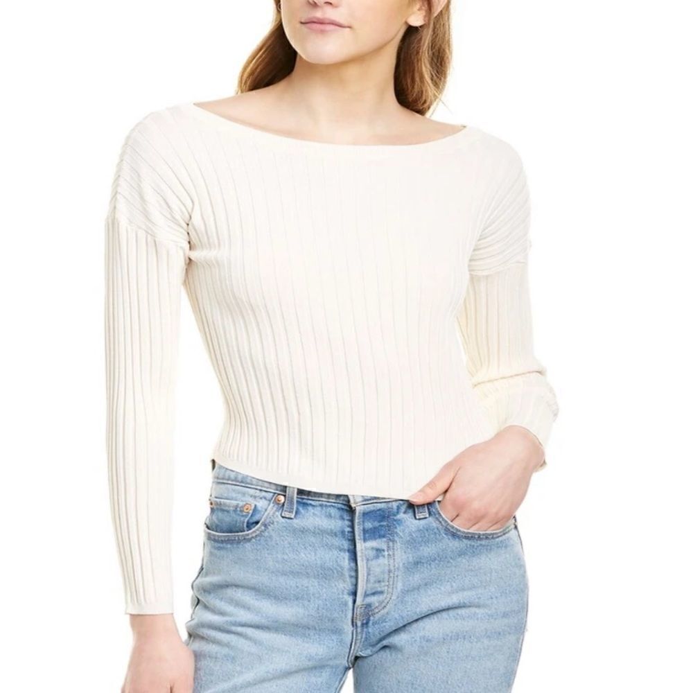 Line & Dot Olsen Cropped Sweater in Cream
